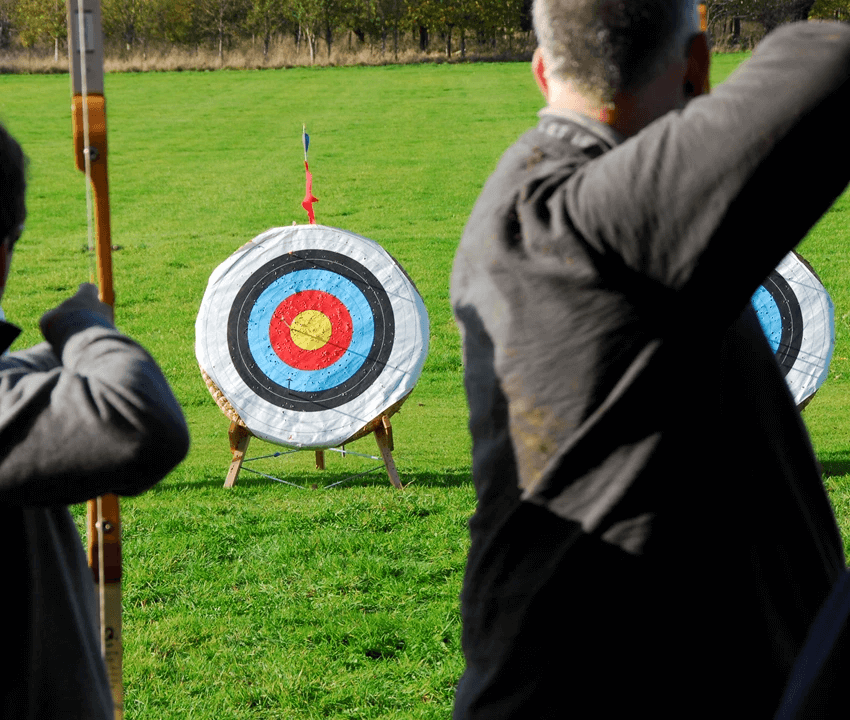 Archery practising at the outdoor grounds