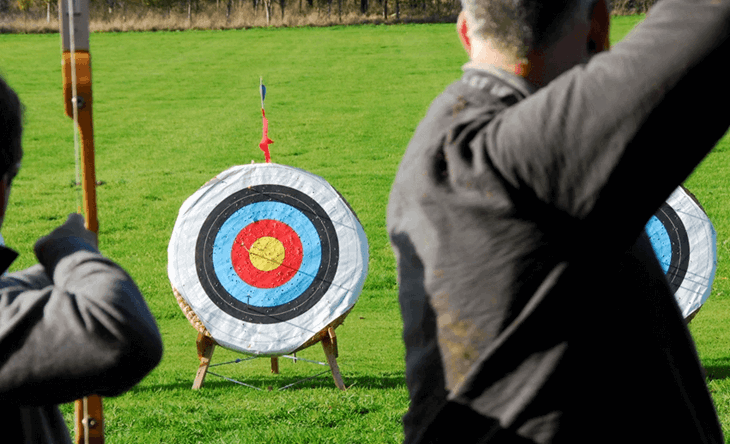 Archery practising at the outdoor grounds